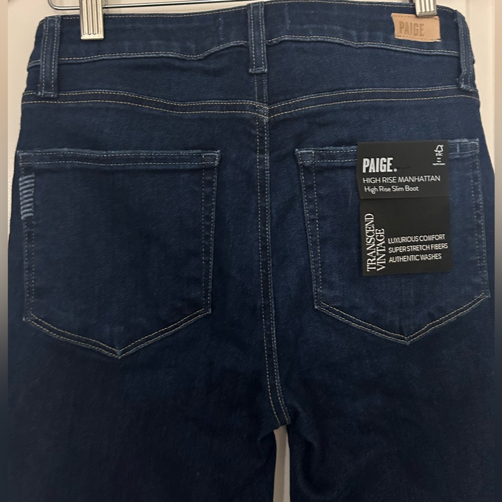 NEW Paige High Rise Manhattan Slim Bootcut Jeans, 26, transcend